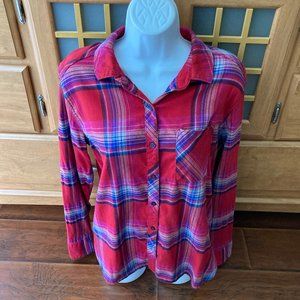 Orvis Light Flannel Plaid Long Sleeve Button Down Shirt Medium